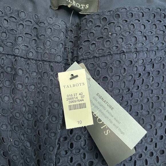 NEW Talbots Signature Navy Blue Eyelet Dress Pants Size 10 - Picture 2 of 6